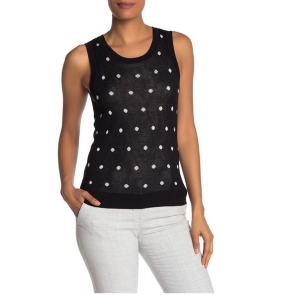 Halogen Patterned Crew Neck Knit Tank Top